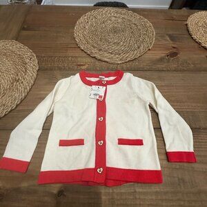 Janie And Jack Red & Cream Preppy Casual Size 2T Cotton Sweater cardigan